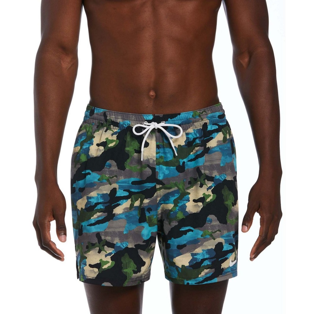 Nike Mens 5" Classic Camo Swim Trunks NESSE547 Blue Green Camouflage Small NWT‎